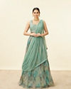 alt message - Mohey Women Sea Green Mirror Work Lehenga image number 0